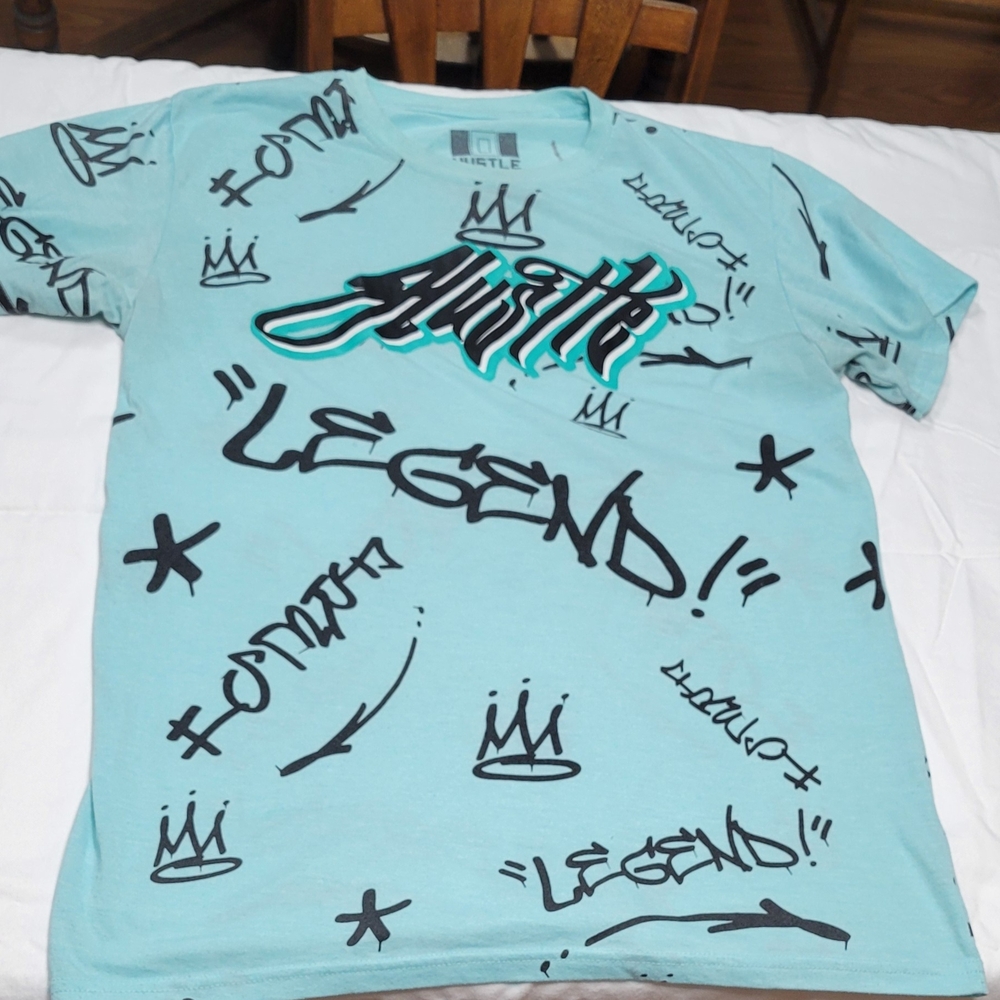 Hustler Hollywood Aqua Graphic 'Legend' Short Sleeve Tee